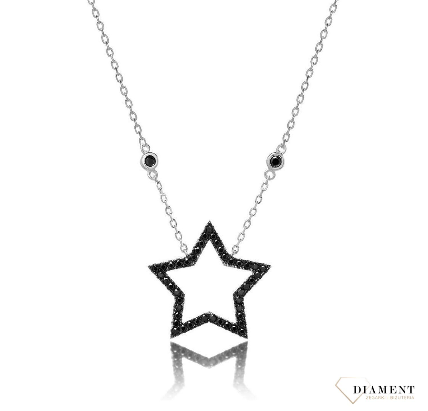 Naszyjnik srebrny gwiazdka z czarnymi cyrkoniami Dall'Acqua N BY 191 087.jpg